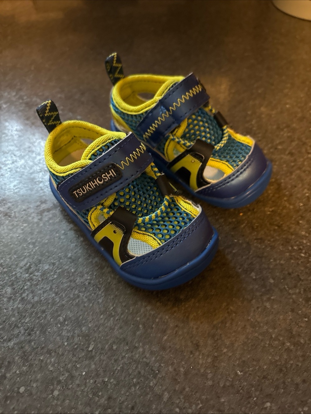 Tsukihoshi Toddler Blue and Yellow Mesh Sneakers